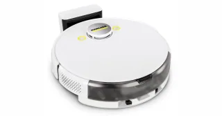 Kärcher RCV 5 blanco con torreta láser y base de carga.