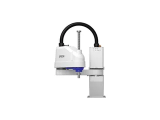 Robot SCARA Epson T6-B blanco con controlador integrado en la base y eje vertical en el extremo