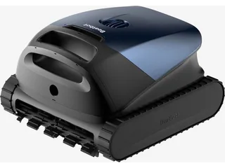 Render oficial del Beatbot Sora 10 azul, con orugas y cepillos delanteros.
