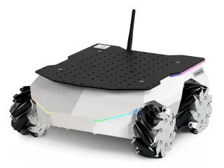 Imagen oficial de ROSbot XL de Husarion, con cuatro ruedas mecanum y una plataforma superior para incorporar sensores y herramientas.