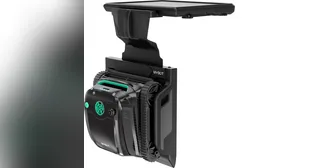 WYBOT S2 Solar negro con detalles verdes acoplado a su estación vertical y panel solar