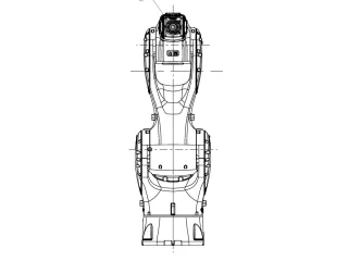 Vista frontal completa del DENSO VMB-2515 extraída de su plano oficial, con la base y la brida intactas.