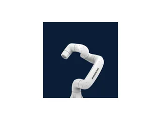 Brazo Doosan E0509 de color blanco, en una vista inclinada publicada por el fabricante