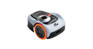 Render oficial de Navimow i2 AWD con carcasa gris y ruedas con detalles naranja.