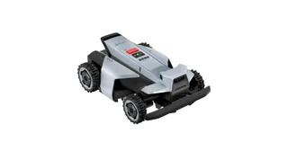 Render oficial de Navimow X4 con cuatro ruedas y carcasa gris y naranja.