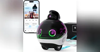 Robot doméstico Enabot EBO X blanco y negro con cámara superior elevable