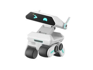 Render oficial del robot de compañía Yonbo X1 completo, con rostro de pantalla y base móvil.