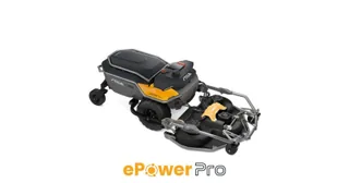 Render oficial del cortacésped profesional STIGA APX Pro con plataforma frontal de corte.