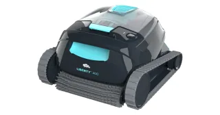 Dolphin Liberty 400 gris con asa turquesa y cepillo frontal.