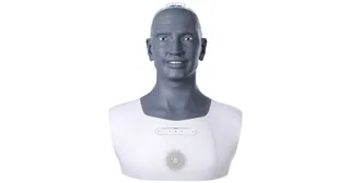 Azi Desktop Gen 3 con rostro gris y carcasa blanca en una fotografía oficial