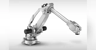 Imagen oficial del robot industrial Comau NJ-100-3.2 PRESS completo.