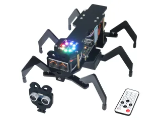 Robot Ant de Freenove con seis patas, matriz LED y mando.