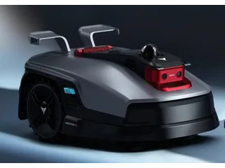 Render oficial del cortacésped HOOKII Neomow L completo, recortado del anuncio de spoga+gafa 2026.