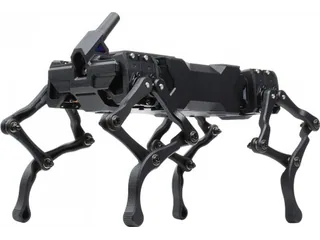 Cuadrúpedo negro WAVEGO de Waveshare con cámara frontal y cuatro patas articuladas