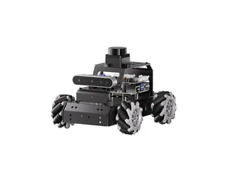 Imagen oficial del MentorPi M1 con ruedas Mecanum y sensores superiores.