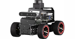 MentorPi A1 con chasis de cuatro ruedas, cámara de profundidad y sensor LiDAR
