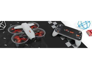 Imagen oficial del dron educativo VEX AIR con protectores de hélices y mando.