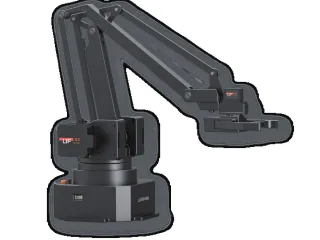 Render oficial de uArm Swift Pro con pinza, extraído del folleto de UFACTORY.