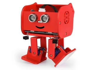 Fotografía oficial del Penguin Bot V2.0 rojo, con dos patas y ojos frontales.