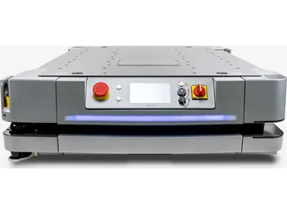 Render oficial del OMRON HD-1500 visto de frente, con base gris, mandos y banda luminosa azul.