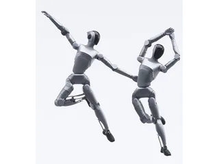 Representación oficial de LimX Luna de cuerpo completo en dos poses de actuación