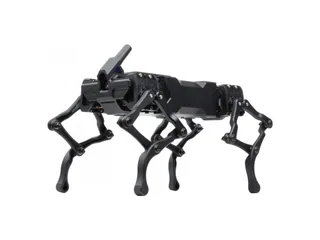 Cuadrúpedo negro WAVEGO de Waveshare con cámara frontal y cuatro patas articuladas