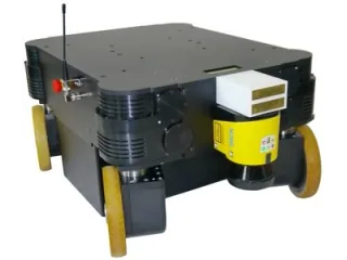 Fotografía oficial del Neobotix MPO-700 con sus módulos de dirección y tracción.