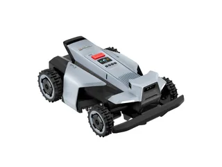 Render oficial de Navimow X4 con cuatro ruedas y carcasa gris y naranja.