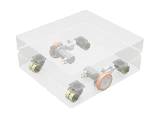 Render técnico oficial del chasis ROX-Diff y de la disposición de sus ruedas.