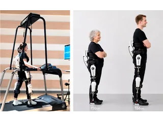 Exoesqueleto médico CYBERDYNE HAL de miembros inferiores sobre soporte