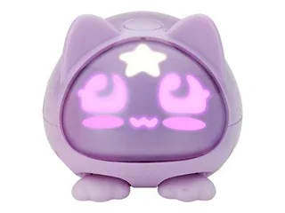Render oficial de la variante gato de Micropets de la generación 2025, completo y con pantalla facial iluminada, sobre fondo blanco.