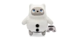 Imagen oficial de Noa, uno de los SwitchBot KATA Friends, junto a su base.