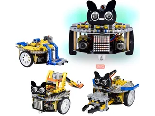 Beetlebot y varios montajes del kit KS0543 con base de ruedas, sensores y piezas de construcción.