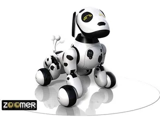 Render oficial de Zoomer blanco con manchas negras, completo y sobre fondo blanco.