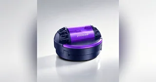 Render promocional oficial de Poolease X1 completo en azul y morado, con ruedas laterales, publicado en su página de producto.