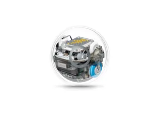 Fotografía oficial de Sphero BOLT, esfera robótica transparente con matriz LED visible.