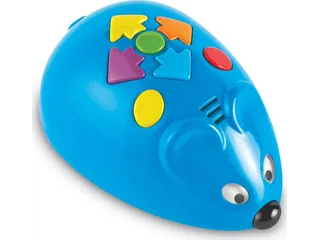 Ratón robótico azul Colby con botones de colores sobre el lomo
