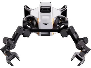Render oficial de JOY, el robot de vuelo libre de Icarus para la misión Joyride, con dos brazos articulados y propulsores laterales.