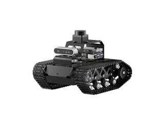 Imagen oficial del MentorPi T1 de orugas con lidar superior.