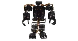 Pete de Lynxmotion, con estructura de servos y pinzas, de cuerpo entero.