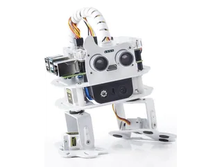 PiSloth de SunFounder con dos patas y sensor ultrasónico frontal.