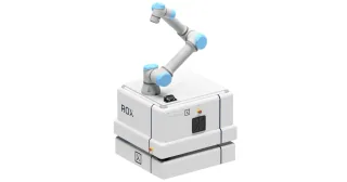 Render oficial de Neobotix EMROX con brazo UR5.