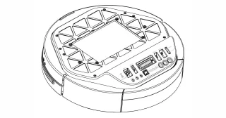 Dibujo técnico de la vista superior de la base móvil Kobuki.