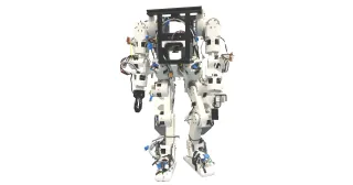 Prototipo físico de Berkeley Humanoid Lite, de cuerpo entero.
