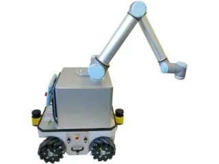 Fotografía oficial del manipulador móvil Neobotix MMO-500 con brazo UR10.