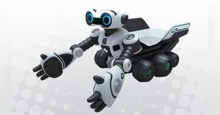 Roboscooper de WowWee con brazos de recogida y plataforma de carga.