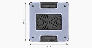 Parte inferior del HOBOT-2S con el paño rectangular y el sistema de limpieza.