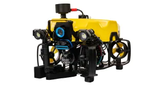 Imagen de producto del ROV R7 con instrumentos, publicada oficialmente por Exail.