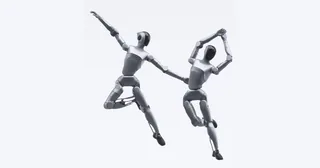 Representación oficial de LimX Luna de cuerpo completo en dos poses de actuación