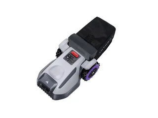 Render oficial del ANTHBOT N8 con el accesorio de recogida de césped.